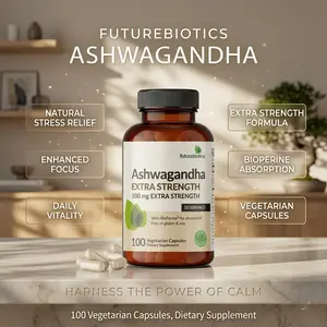 Extra Strength Ashwagandha Healthcare Herbal Supplement - Stress & Mood Support with BioPerine, Non-GMO, 100 Vegetarian Capsules