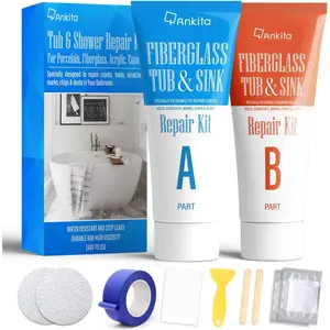 White Tub Repair Kit for Enamel Fiberglass Acrylic Porcelain, Repairs Chips Cracks Scratches Rust Holes on Tubs Toilet Sink Shower Tray Bathroom