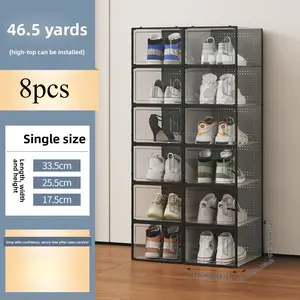 8/large storage shoe box, thickened version, easy assembly, multi-functional removable multi-layer simple shelf, shoe storage box, shoe cabinet, shoe rack, transparent shoe display cabinet, Adjustable Standing Shelf