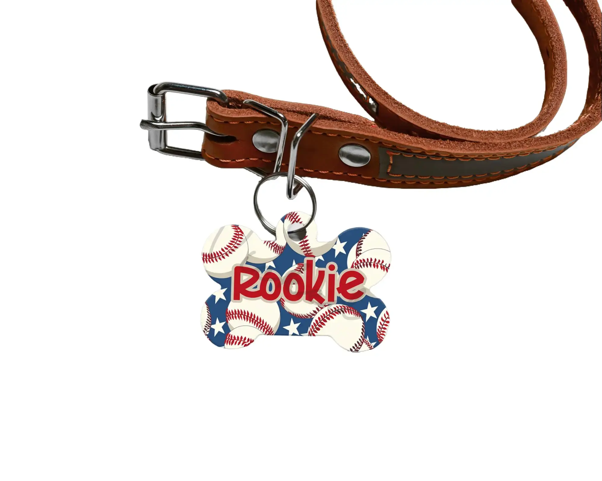 Baseball Player Season Personalized Pet Dog Name ID Tag Double Sided Aluminum Custom Dog ID