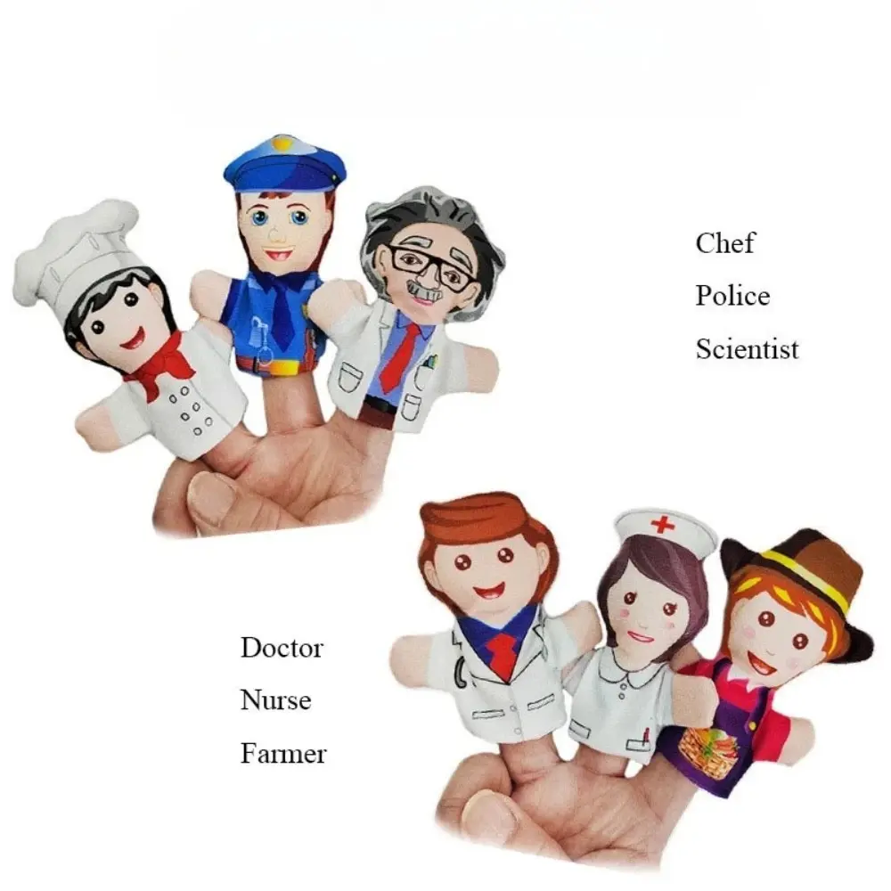 3pcs Professional Character Fabric Finger Doll Set - Doctor, Nurse, Police Officer, Chef, Farmer, Scientist Figurines for Role-Playing, Early Education Storytelling, Kids' Birthday Party Gifts