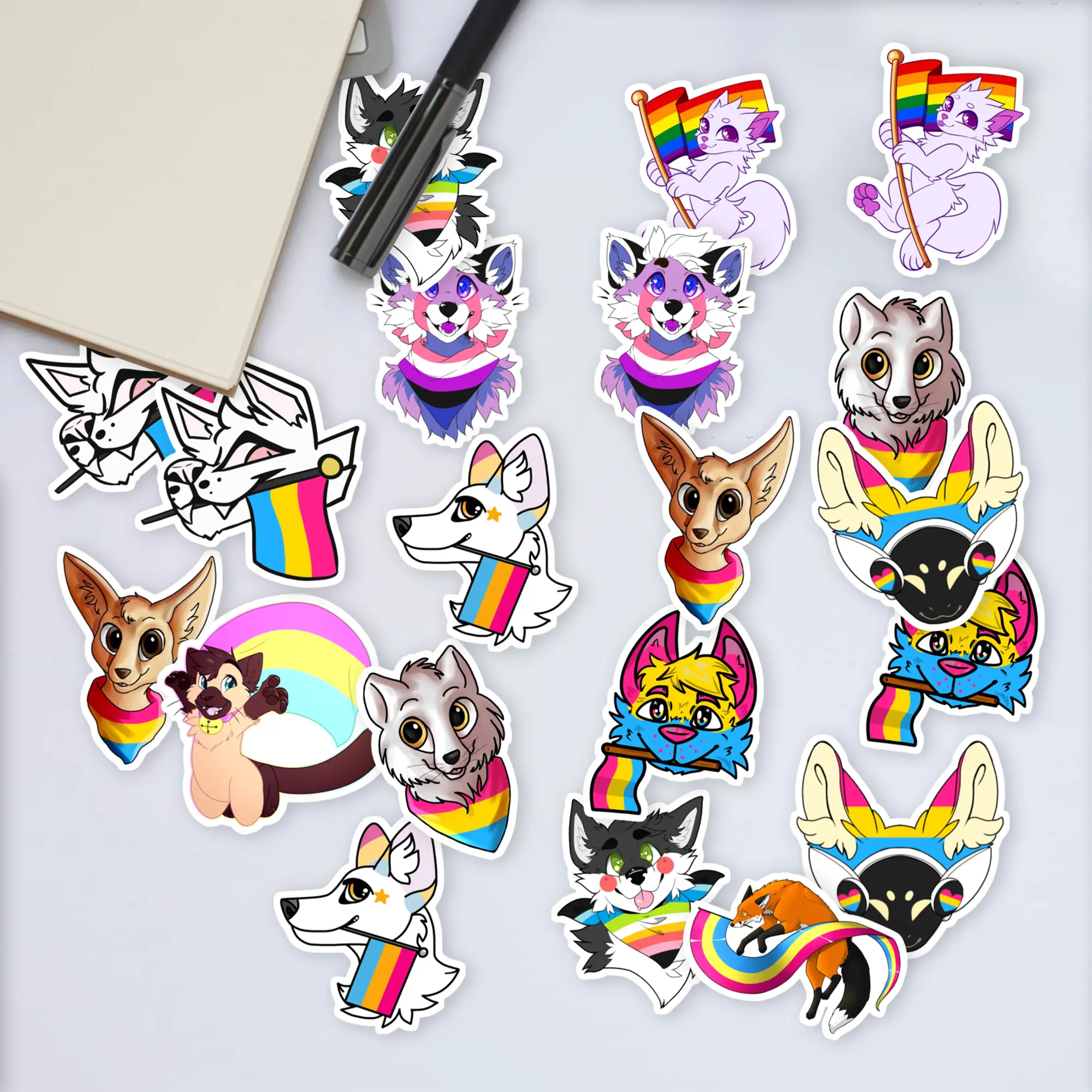 Stickers Pack 20 Pcs Pansexual Skateboard Water Furry Bike Vinyl Bottle Colorful Car Guitar Bumper Laptop Luggage Waterproof Aesthetic