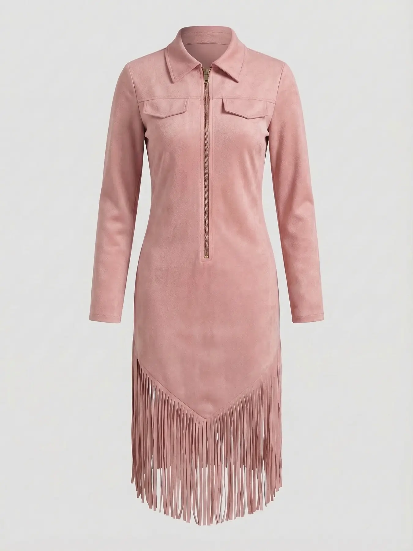Western Cowboy Style Suede Fringe Fitted Bodycon Long Sleeve Dress, Elegant  Party Dress, Women's Casual Fashion, Perfect for Parties and Daily Wear,  Womenswear - TikTok Shop