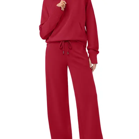 Casly Lamiit Women's 2-Piece Casual Sports Set Half-Zip Stand Collar Long Sleeve Sweatshirt, Wide Leg Fitted Sweatpants, Silky Comfortable Fabric, Chic All-Match Basic Style, Fitness & Outdoor Casual Set sohochic, 2 Piece Sets, Women's Clothes