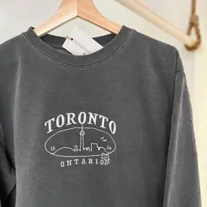 Toronto, Ontario City Sky Line Embroidered Crew | Vintage style Cozy winter sweater | Canada sweatshirt