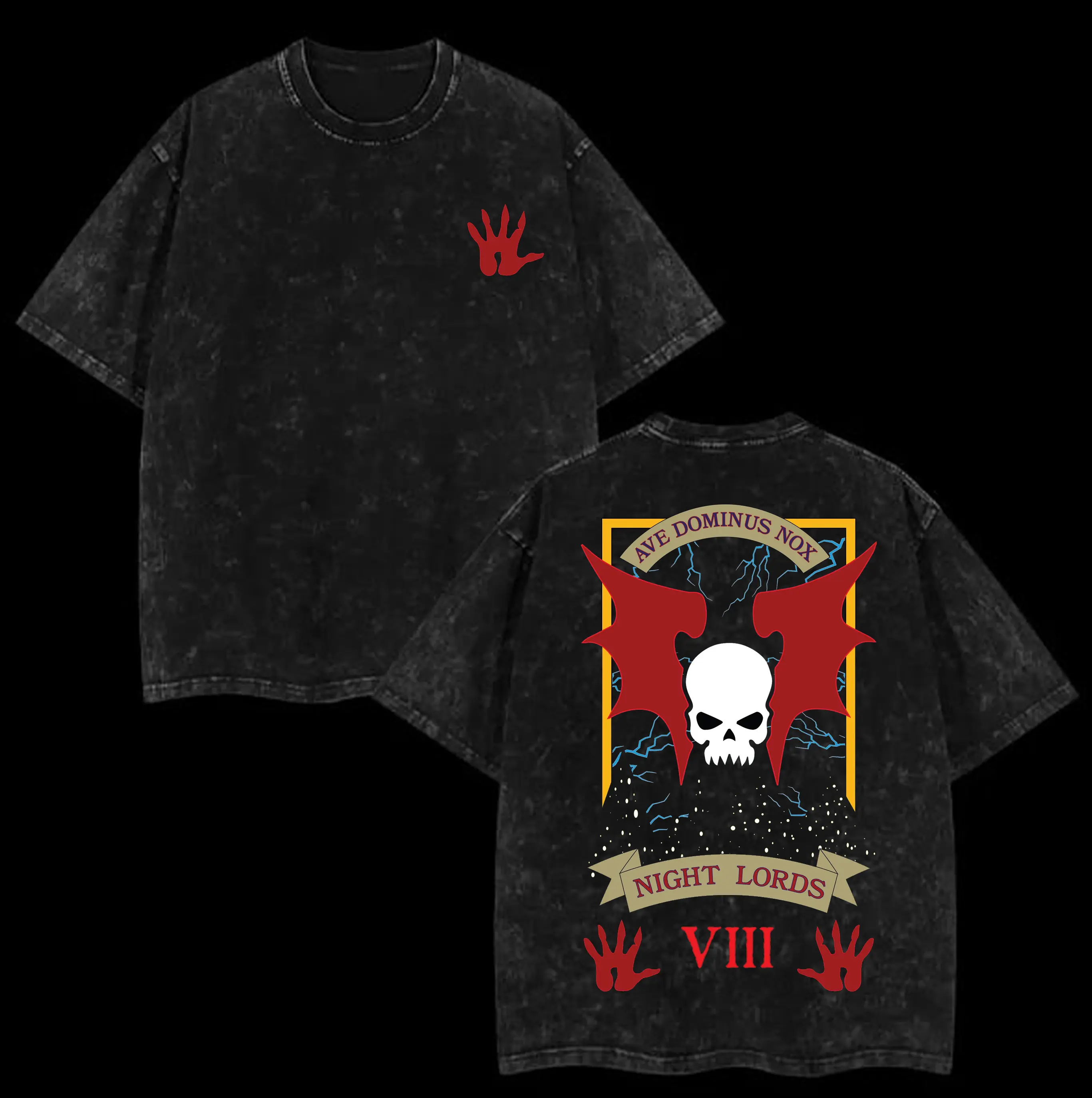 Night Lords - Ave Dominus Nox - Warhammer 40k T Shirt made of high quality washed cotton soft and durable new arrival perfect for fans of the grimdark future unisex design casual streetwear style