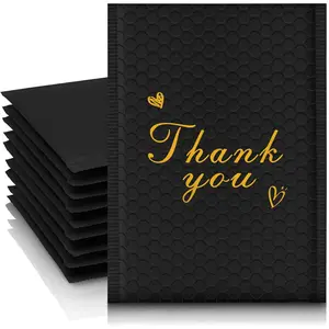 Thank You Bubble Mailers 4x8'' 50 Pack, Self Sealing Padded Envelopes,  Adhesion Bubble Envelopes,  Mailing Envelopes, Cushioning Shipping Envelopes - Black