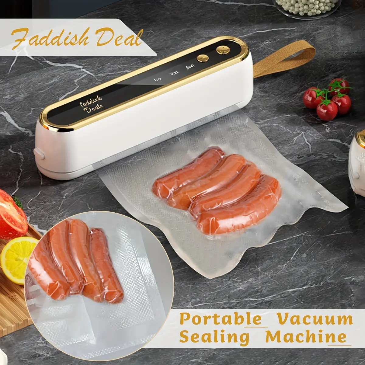 Portable Vacuum Sealer - Automatic Electric Sealing Machine with 1-Click Operation for Vegetable, Meat Freshness (Office & Gift-Grade Supplies),summerwins