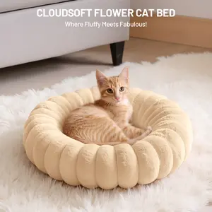 Donut Fluffy Calming Dog/Cat Bed - Washable Fluffy Round Pet Bed