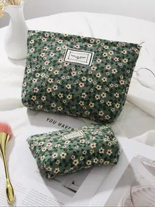Floral Embossed Makeup Bag, Portable Cosmetic Bag, Zipper Makeup Organizer Pouch, Versatile Storage Bag for Travel, Gym, Office, Home, Makeup Bag Set
