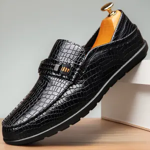 Men's large-size business casual loafers, suitable for daily and casual wear, low top, round head, simple on-and-off design, anti-slip wear-resistant rubber sole 25328