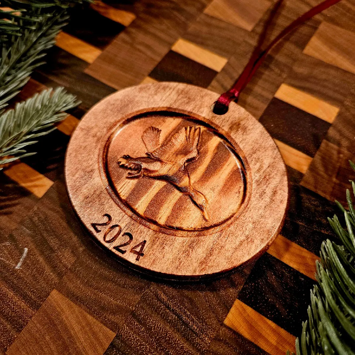 Stained Carved Duck 2024 Christmas Ornament | Holiday Season Ornament Light Decoration Decor Tree