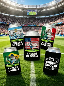 2026 Soccer Cup Sleeve: Keeps your summer drinks cool;Soccer Lover Gift,Sleeve for Player and Fans  high-quality 12-ounce and 16-ounce party can sleeves, perfect for canned drinks and beer mugs