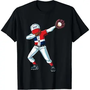 Baseball Dabbing Dominican Republic Player Catcher Pitcher T-Shirt