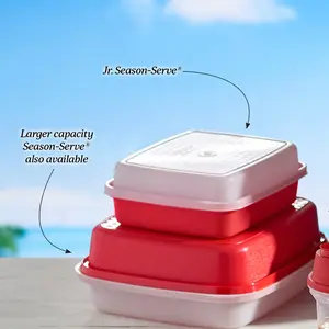 Season Serve container - 2 sizes. Classic size and smaller. Jr size. Perfect for marinating and breading Kitchen Lid