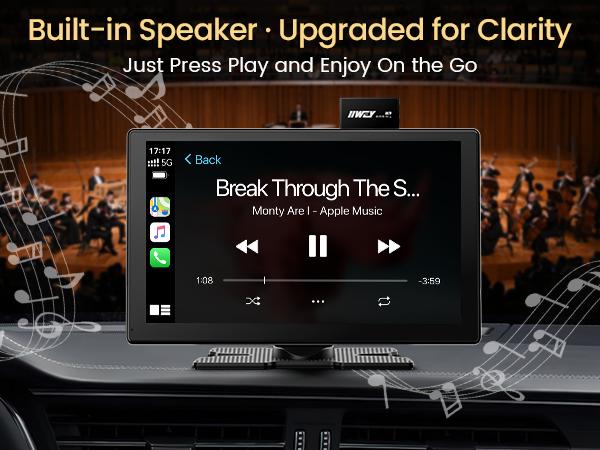 IK9 9" Wireless CarPlay & Android Auto Screen, Portable Car Stereo with 4K Dash Cam & 1080p Rear Camera, CarPlay with Backup Camera, Touch Screen GPS Display, Mirror Link, Apple Car Play Screen, Free 64GB