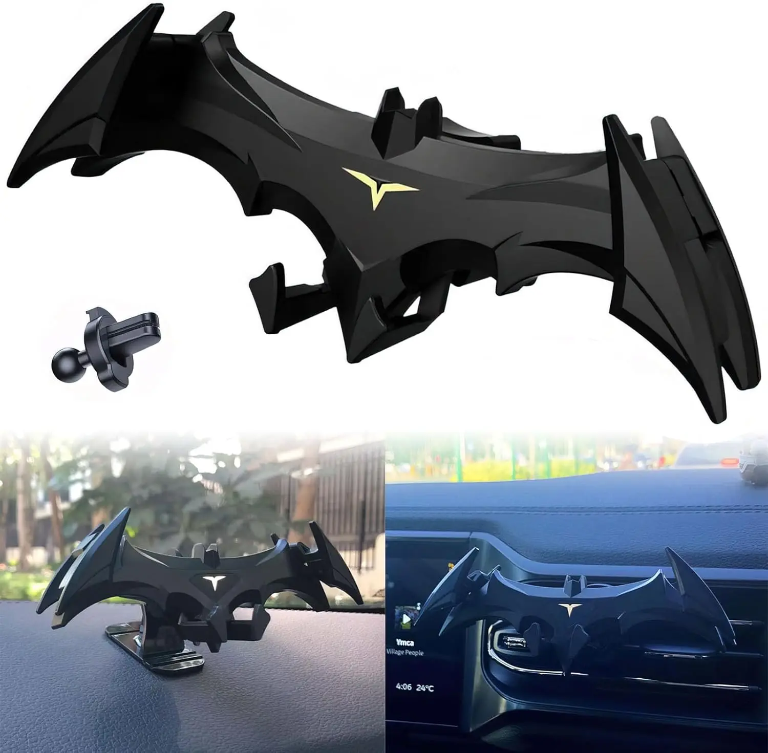 Bat Wings Vacuum Suction Car Phone Holder - Universal Smartphone Stand, Dashboard Auto Accessory, Men's Bat Decor Collectible & Car Gift, Vacuum Suction Phone Holder, Car Phone Stand