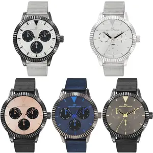 48mm Montres Carlo Fashion Dress Men's Metal Mesh Band Luxury Analog Watch Sports Casual