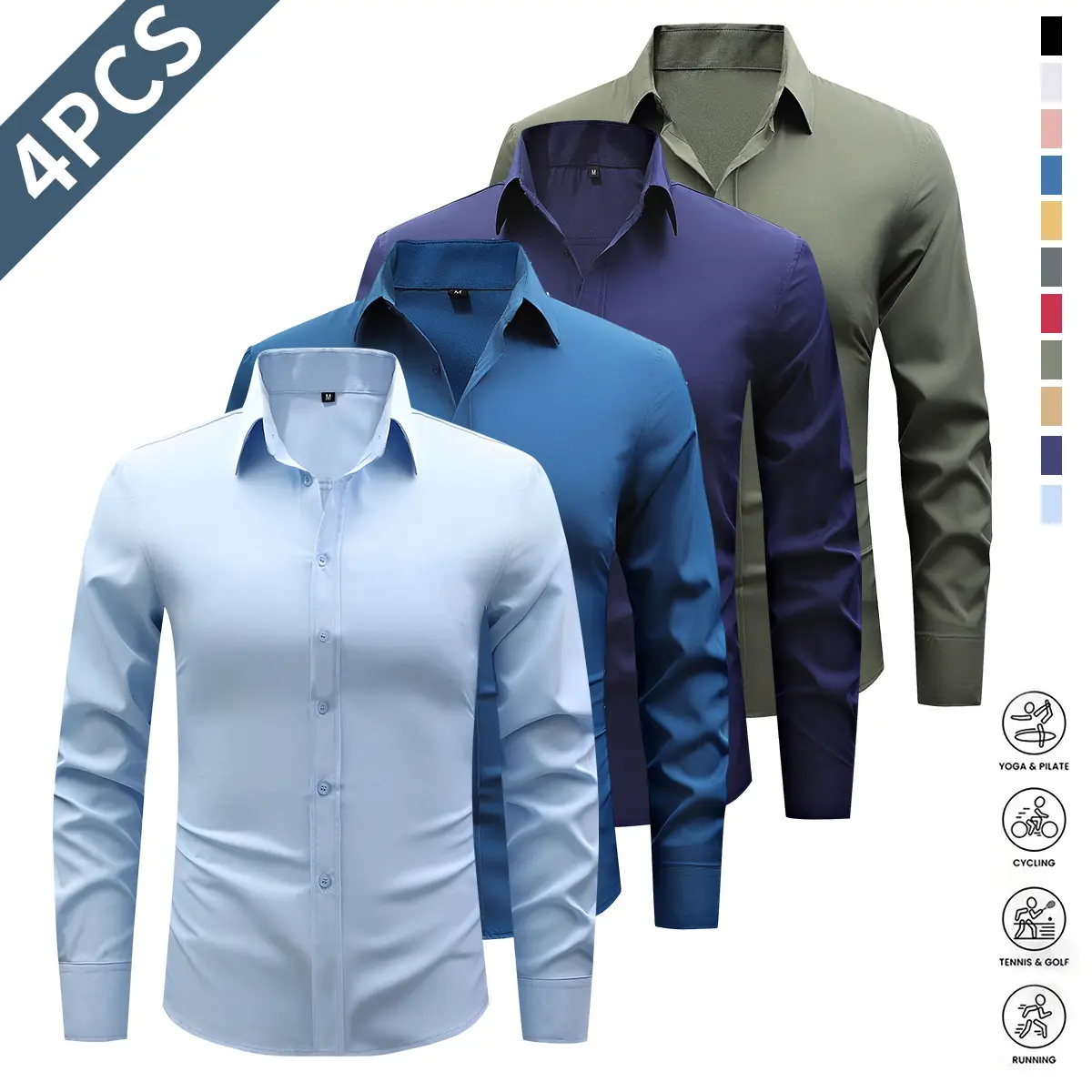 Sky blue + lake blue + dark blue + army green