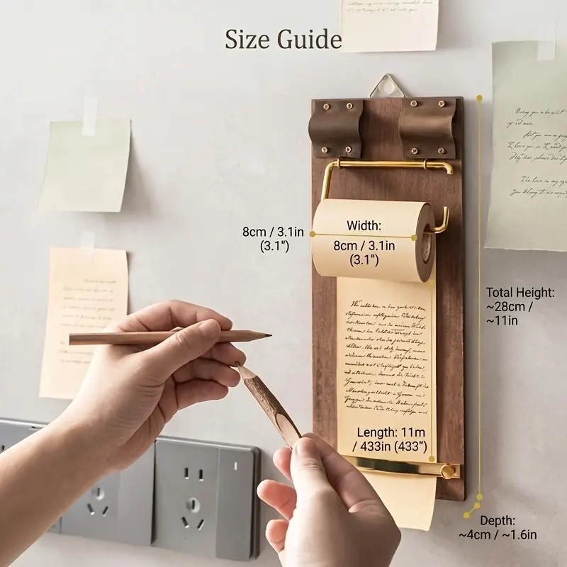 Vintage Roll-Up Tear-Off Notepad, Adhesive-free Blank Design,  inch of Durable Paper, Smooth Tearing Without Sticking to Hands. Can Be Used for Memos, Diaries, List-making, and Is Also Suitable for Creative Drawing and Sketching