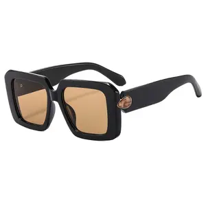 Oversized Square Sunglasses for Women Men Black Frame Brown Lens UV400 Protection Fashion Accessory for Streetwear Outdoor Travel Daily Wear Gift