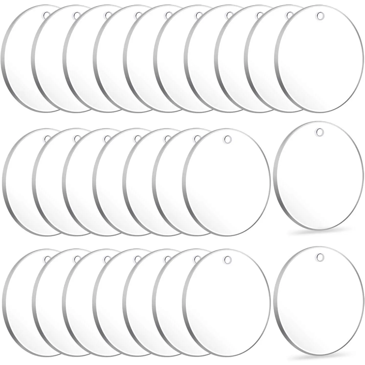 Blanks,  50 count Clear Keychains for Vinyl, Transparent Circle Discs Blanks Bulk DIY , Crafting and Vinyl Projects