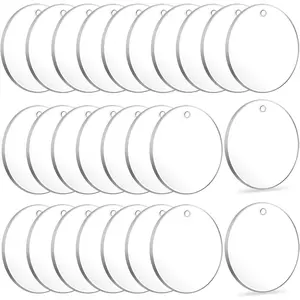 Blanks,  50 count Clear Keychains for Vinyl, Transparent Circle Discs Blanks Bulk DIY , Crafting and Vinyl Projects