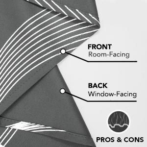 Blackout Curtains 2 panels, Deconovo Blackout Back Tab Silver Curved Wave Pattern Printed  Window Curtains for Living Room curtain