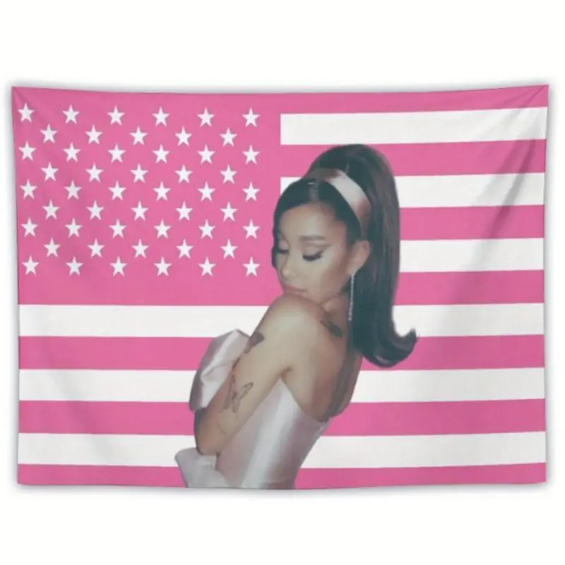 Custom Printed Ariana Aesthetic Pink Wall Tapestry - Strong, Lightweight, Hand Washable Soft Fabric, 40*60in Full Print Single-Side Hanging Banner, Multi-Size, College Dorm & Indoor Home Decor Supplies