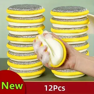 12-Pack Double-Sided Absorbent Sponges – Scratch-Free, Reusable Cleaning Pads for Kitchen/Dining Stains