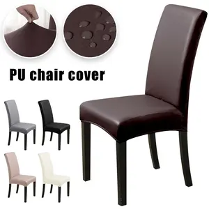 4PCS PU Leather Chair Covers Stretch Chair Seat Case Waterproof Universal Furniture Protector Anti-cat Scratch Dining Room Office