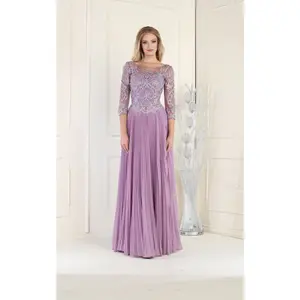 May Queen MQ1980 Pleated Embroidery Mother Of The Bride Gown