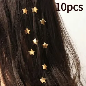 10 Pcs Star-Shaped Braid Hair Clips, Brushed Bean Hooks, Fashionable Trendy Hair Accessories, Stylish Hairstyling Tools, Secure Hold