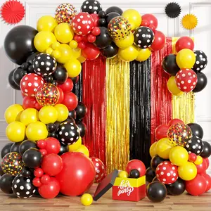 Red Yellow Black Balloon Arch Kit Fringe Backdrop Cartoon Party Decor