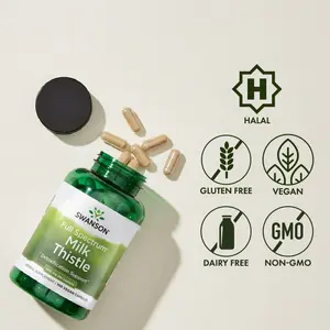 Swanson Full Spectrum Milk Thistle 500 mg 100 Vegan Capsules for Liver Health & Detoxification Support Natural Wellness Boost US Healthcare Dietary Supplement