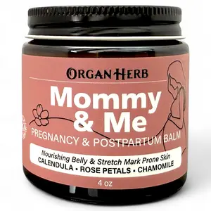 OrganHerb Organic Mommy & Me – Pregnancy & Postpartum Balm with Calendula, Rose, Roman Chamomile, Rosehip, Lavender – 4 oz