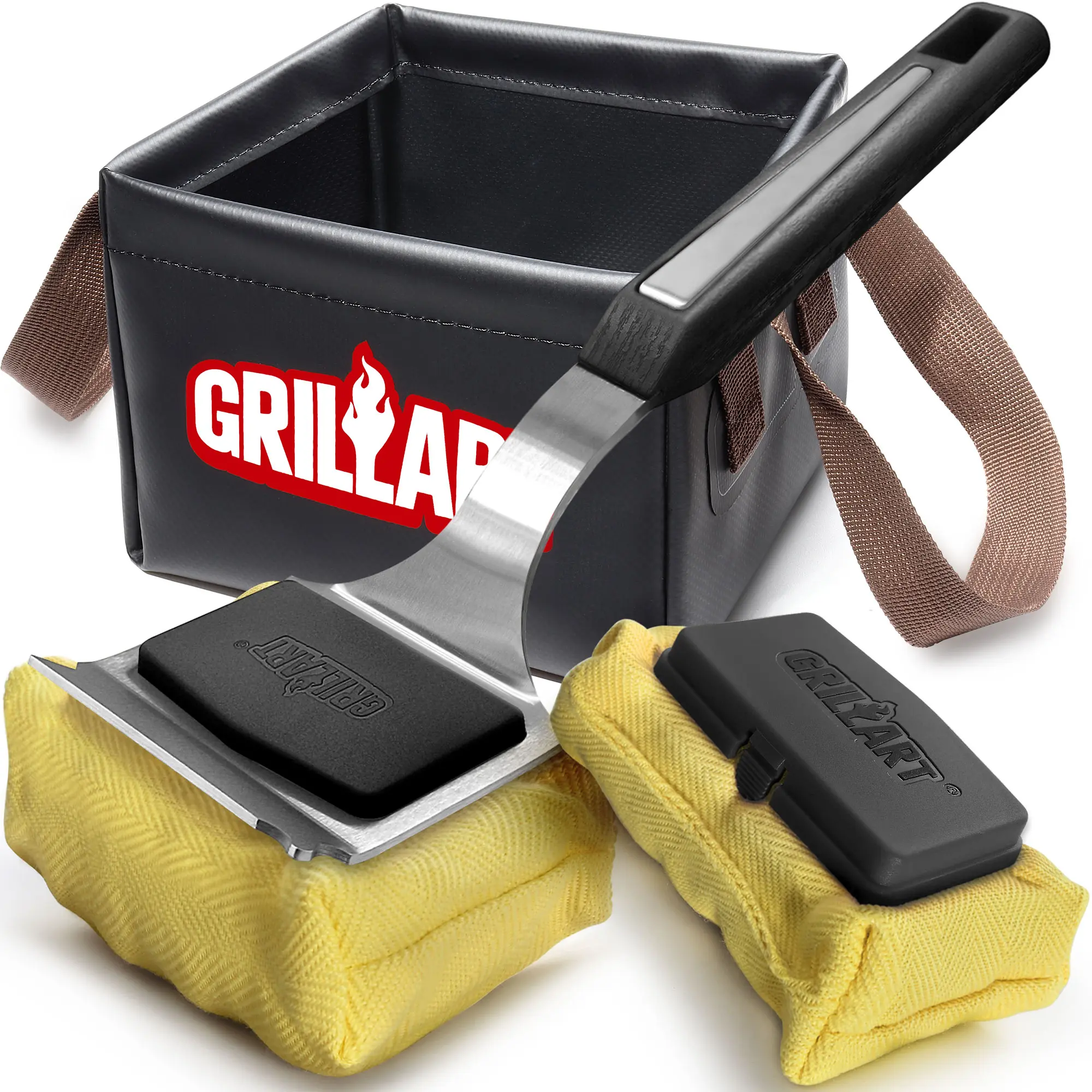 GRILLART Grill Brush Bristle Free & Water Soak Tank & One Replaceable Pad