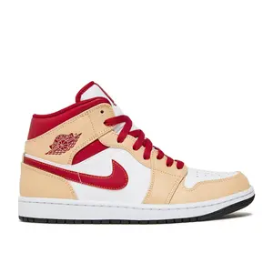AIR JORDAN 1 MID 'LIGHT CURRY CARDINAL RED'