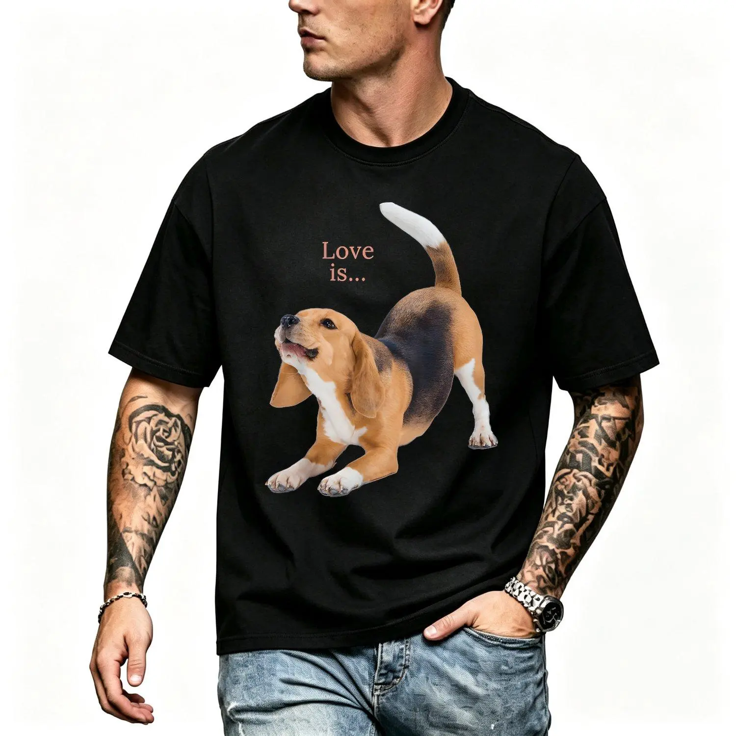 Beagle Love Graphic Short Sleeve T Shirts Cute Beagle Dog Design Casual Comfortable Fit Perfect Gift for Dog Lovers Durable Print Sizes S to XXXL