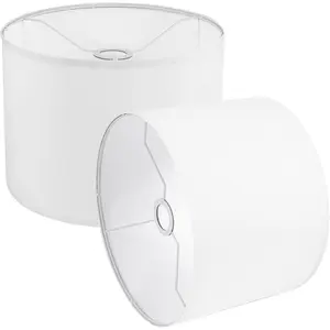 Set of 2 Natural Linen White Drum Replacement Lamp Shades - 8.7" Top x 8.7" Bottom x 7.9" High, Small Lamp Cover for Floor Lamps Table Lamps Chandelier, Assembly Required