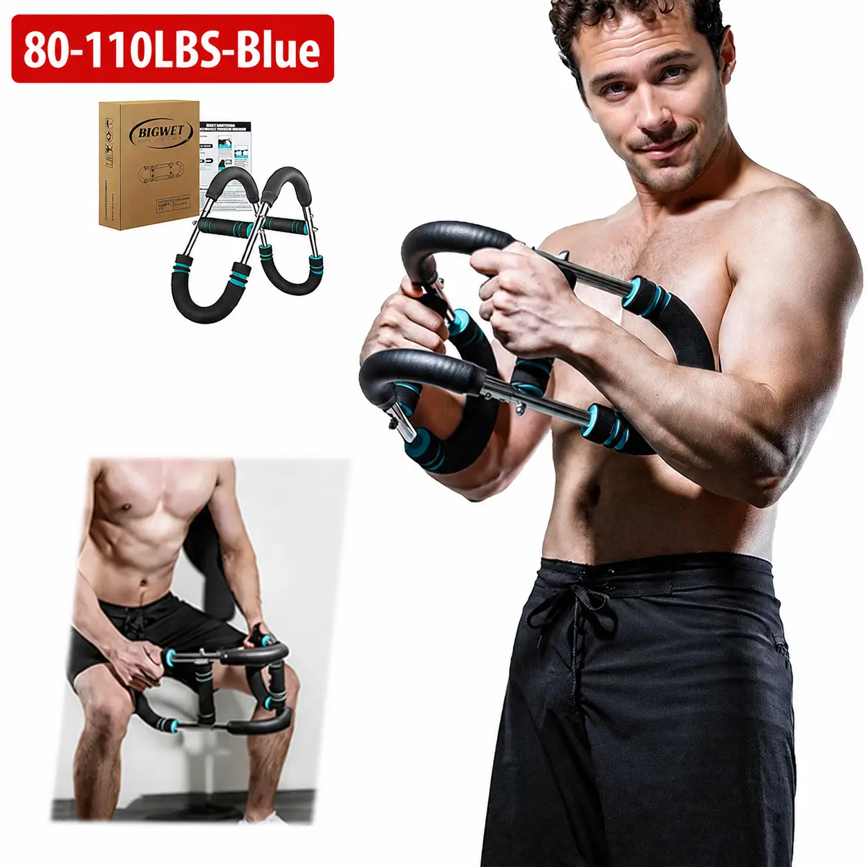 BIGWET Adjustable Arm & Chest Trainer - Detachable Functional Exercise Equipment with Metal Springs, Home Gym Upper Body Strength Training Portable Fitness Gear