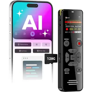 AI Digital Voice Recorder 128GB: AI Transcribe & Summarize Note Taker, Voice Activated Recorder with Playback, Portable Audio Recorder & Tape Recorder for Meetings Lectures, OTG Support