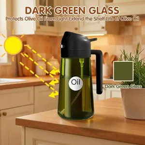 16 oz Glass Oil Spray Bottle, 2-in-1 Olive Oil Sprayer and Kitchen Cooking Oil Dispenser with 470 ml Aroma Mist Spray and Pour Design for Home Use #GLOBAL PICKS Kitchenware