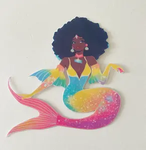 Glow Tide Afro Mermaid Die Cut Sticker