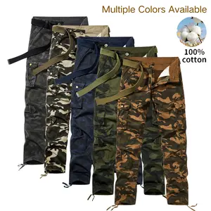 Men’s Stylish Camouflage Cargo Pants - 100% Pure Cotton, Wear-Resistant, Breathable Menswear, Multi-Dimensional Pockets, Loose Fit, Multiple Colors, Suitable for Everyday Outdoor Outfits