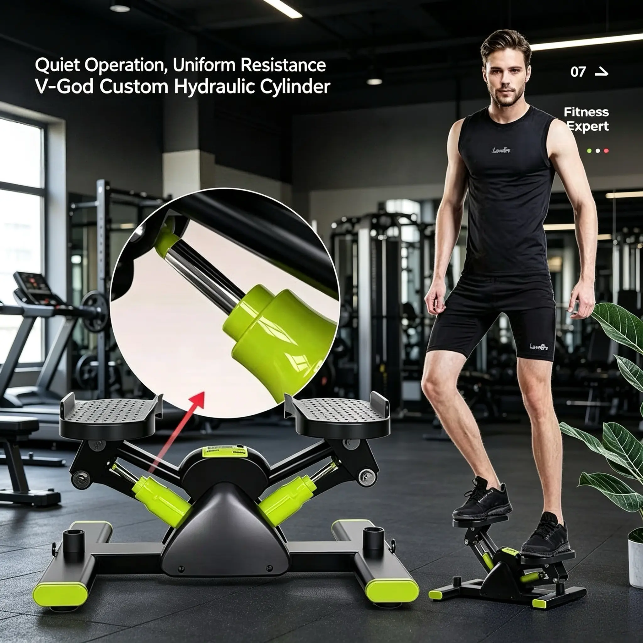 Compact Mini Step Machine (50x29x25cm) - Durable Hydraulic Step Trainer, Ultra-Quiet Operation, Anti-Skid Pedals for Home Fitness, Portable Size, Step Machines