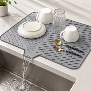 Large Silicone Dish Drying Mat with Drain Lip, Fast Draining Anti-Slip Heat Resistant Kitchen Counter Drying Pad summervibes Portable Stainless Steel Lunch Box Battery