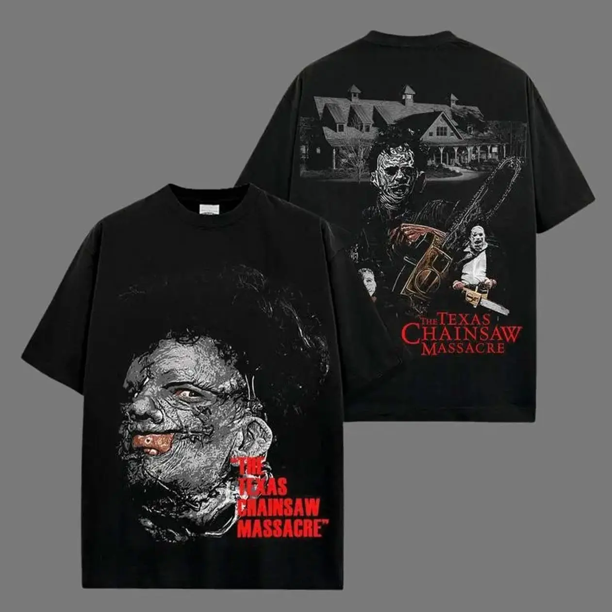 Retro Leatherface The Texas Chain Saw Massacre Horror Movie Heavyweight Acid Washed Cotton T-Shirt, Horror Movie Character Halloween Tee, Horror Icon Outfit, Spooky Halloween T-Shirt, Gift For Horror Movie Fans U6N