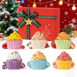 6-Piece Cake Bath Bombs Gift Set - Fizzing & Bubbly Bath Ball for a Luxurious Soak, Body Care, Perfect Birthday/Christmas/Valentine's Day Present