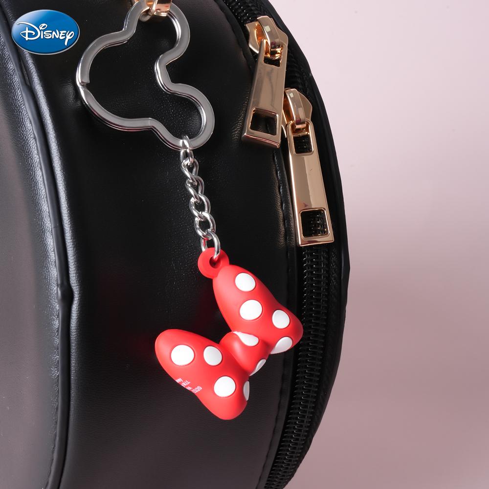 Disney Mickey PVC Keychain 1PC Official License Bag Clip Bowknot Style Charms Anime Figure Collector Keyring Backpack Decor Durable PVC Soft Rubber Gift